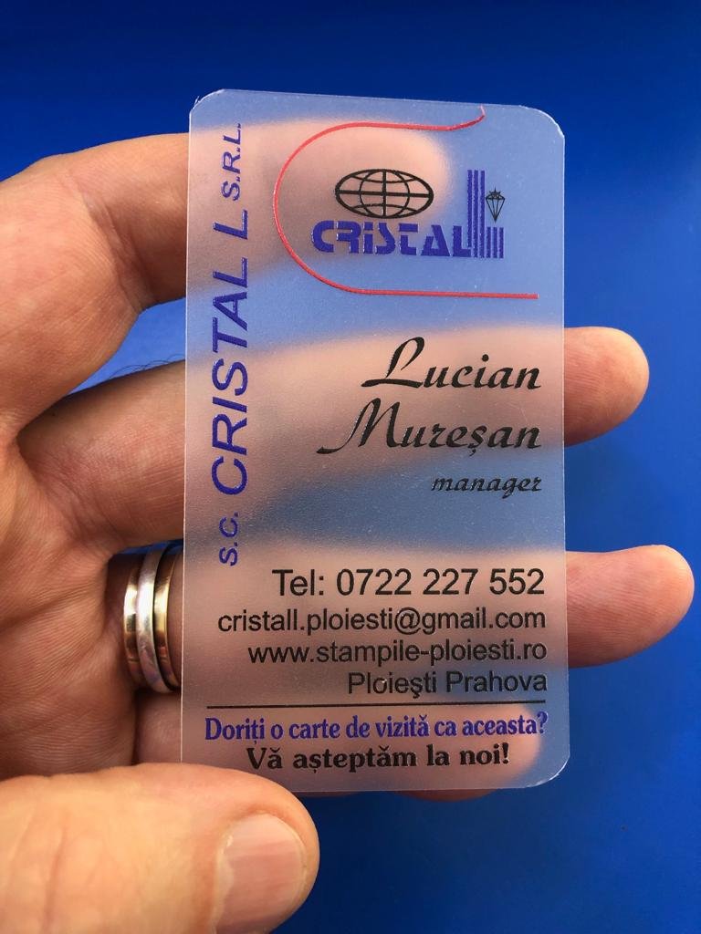 Varnished Business Cards on Clear Plastic