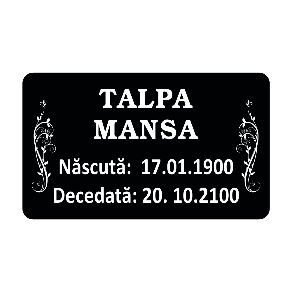 Black Plastic Memorial Plaque