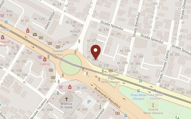 Map of the area around the Piața Mihai Viteazu Store